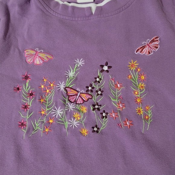 M Vintage Adrian Delafield Sweater Butterfly Floral Pastel Purple 90s - Picture 5 of 10